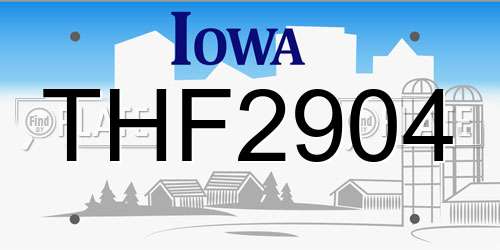 THF2904 Iowa License Plate