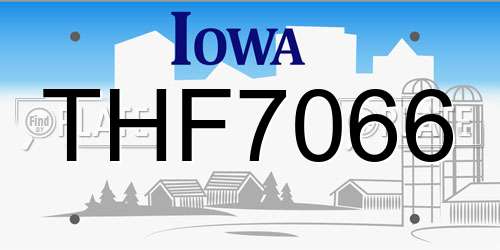 THF7066 Iowa License Plate