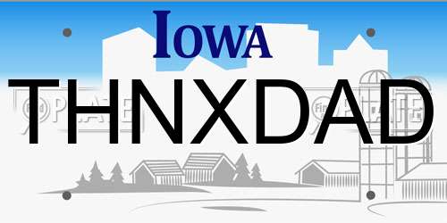 THNXDAD Iowa License Plate