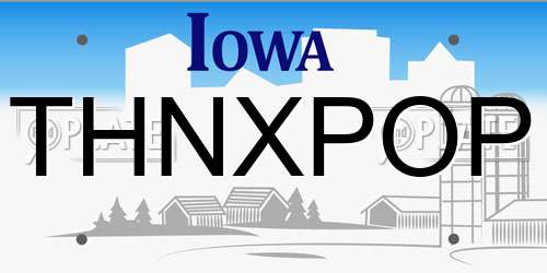 THNXPOP Iowa License Plate