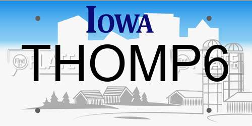 THOMP6 Iowa License Plate