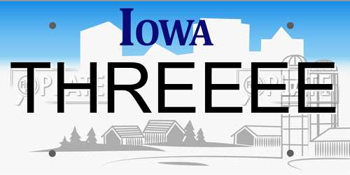 THREEEE Iowa License Plate