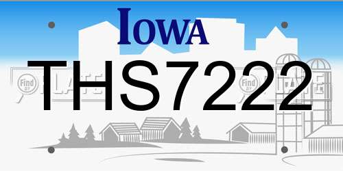 THS7222 Iowa License Plate