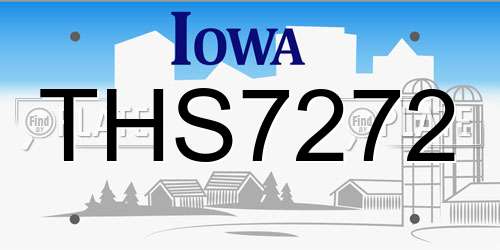 THS7272 Iowa License Plate
