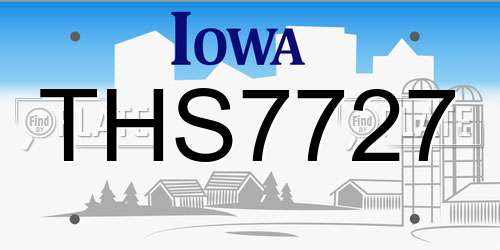 THS7727 Iowa License Plate