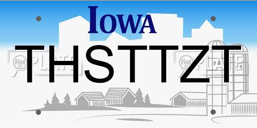 THSTTZT Iowa License Plate
