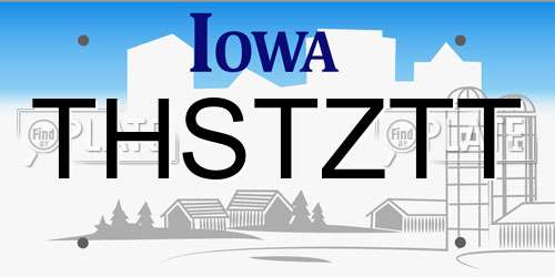 THSTZTT Iowa License Plate