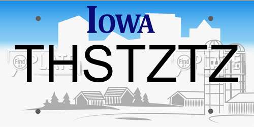 THSTZTZ Iowa License Plate