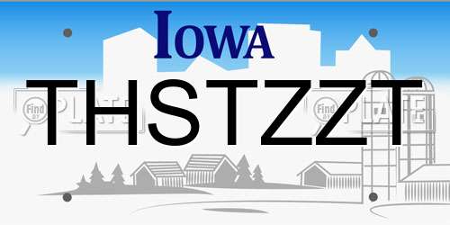 THSTZZT Iowa License Plate