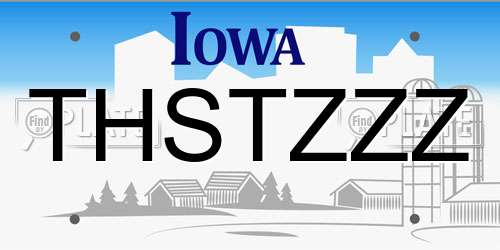 THSTZZZ Iowa License Plate