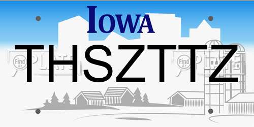 THSZTTZ Iowa License Plate
