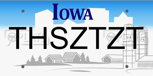 THSZTZT Iowa License Plate