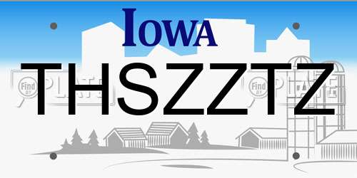 THSZZTZ Iowa License Plate