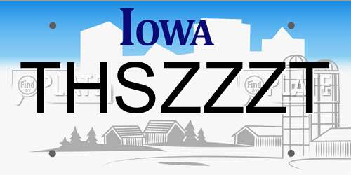THSZZZT Iowa License Plate