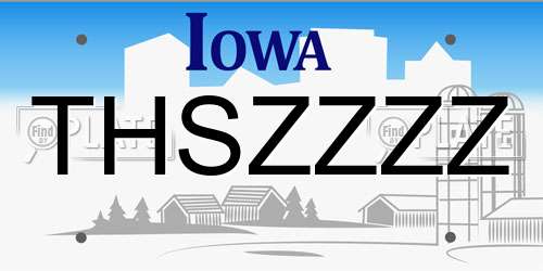 THSZZZZ Iowa License Plate