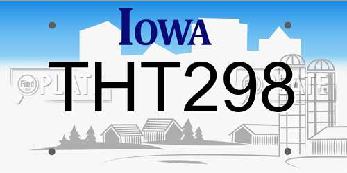 THT298 Iowa License Plate