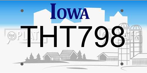 THT798 Iowa License Plate