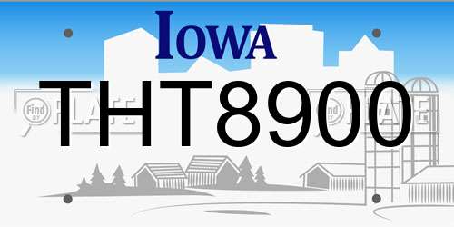 THT8900 Iowa License Plate