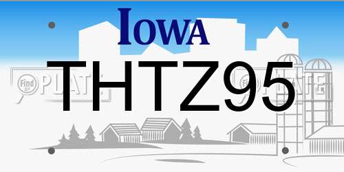 THTZ95 Iowa License Plate