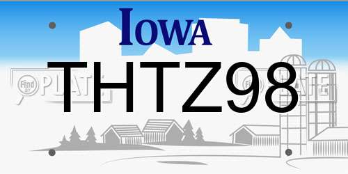 THTZ98 Iowa License Plate