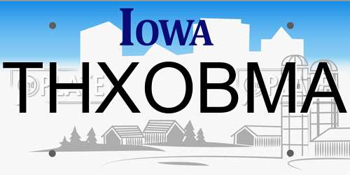 THXOBMA Iowa License Plate