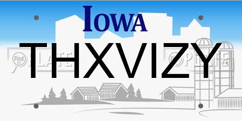 THXVIZY Iowa License Plate