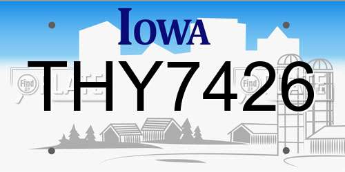THY7426 Iowa License Plate