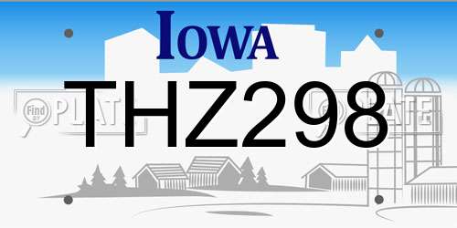 THZ298 Iowa License Plate