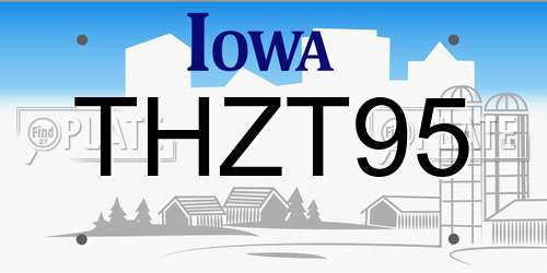 THZT95 Iowa License Plate