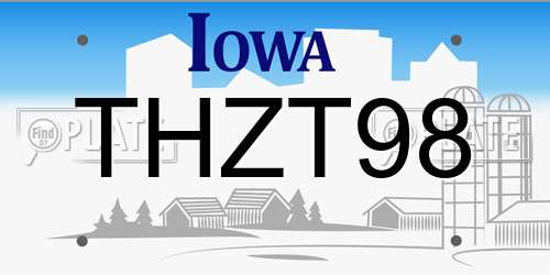 THZT98 Iowa License Plate