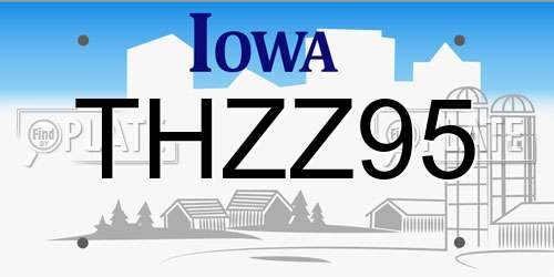 THZZ95 Iowa License Plate