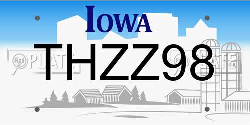 THZZ98 Iowa License Plate