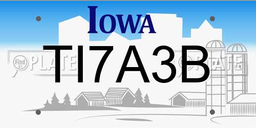 TI7A3B Iowa License Plate
