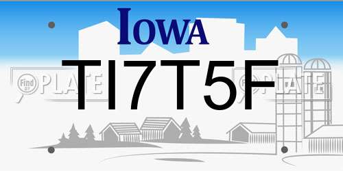 TI7T5F Iowa License Plate