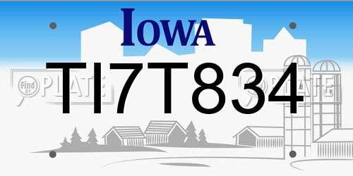 TI7T834 Iowa License Plate