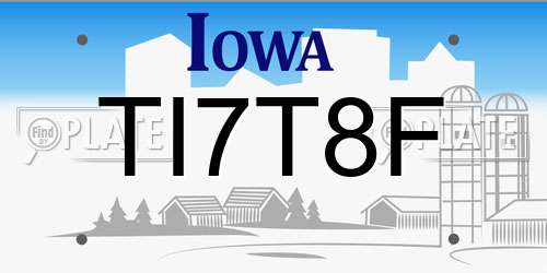 TI7T8F Iowa License Plate