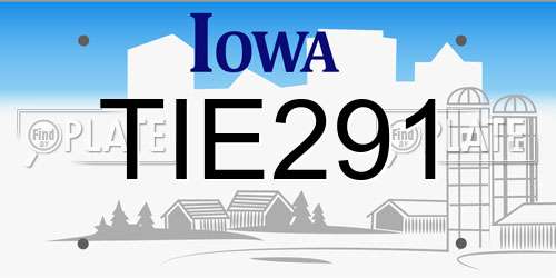 TIE291 Iowa License Plate