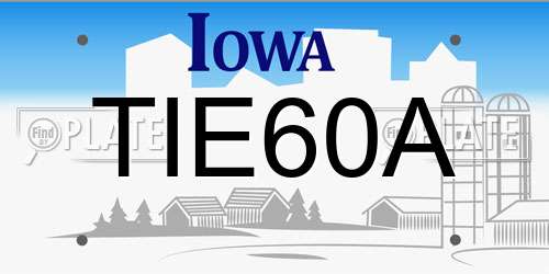 TIE60A Iowa License Plate