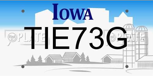 TIE73G Iowa License Plate