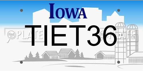 TIET36 Iowa License Plate