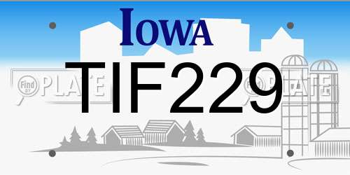 TIF229 Iowa License Plate