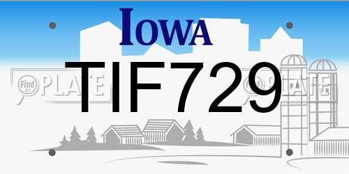 TIF729 Iowa License Plate