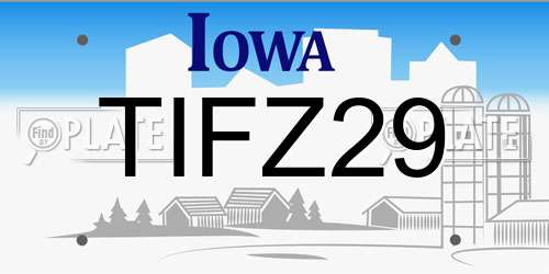 TIFZ29 Iowa License Plate