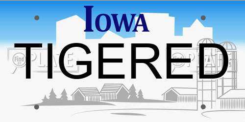 TIGERED Iowa License Plate