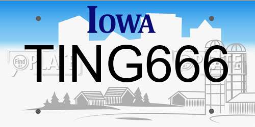 TING666 Iowa License Plate
