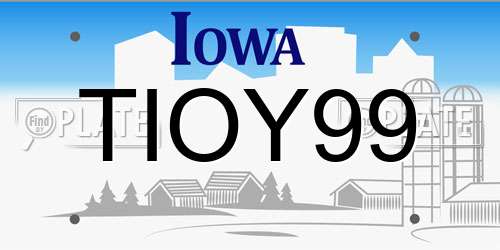 TIOY99 Iowa License Plate