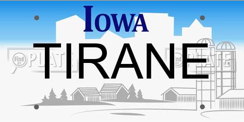 TIRANE Iowa License Plate