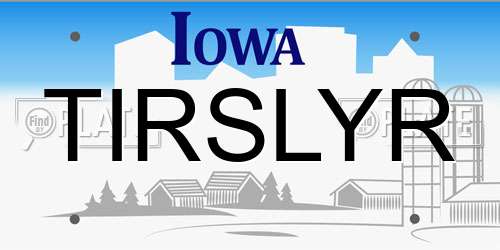 TIRSLYR Iowa License Plate