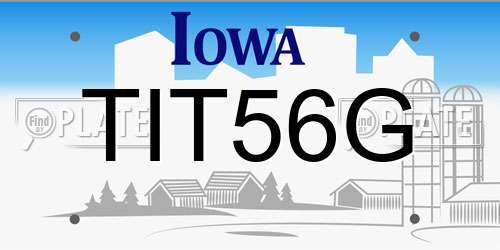 TIT56G Iowa License Plate