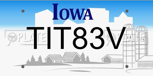 TIT83V Iowa License Plate
